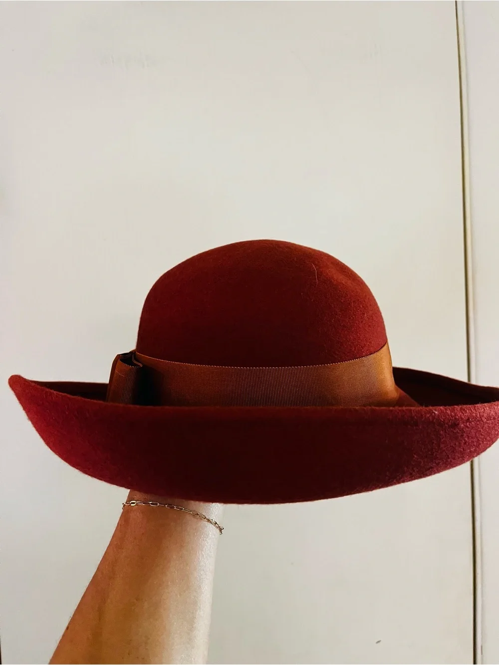 VTG 70s Ladylike Ralph Style Felt Wool Equestrian Old Money Wide Brim Boho Hat - Picture 4 of 7